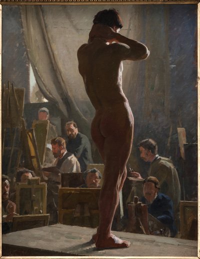 Male Nude in the Studio of Bonnat by Laurits Regner Tuxen