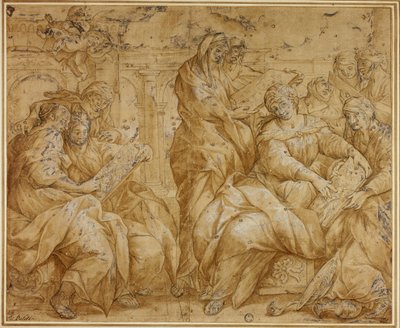 Women Looking at Religious Tablets by Lazzaro Baldi