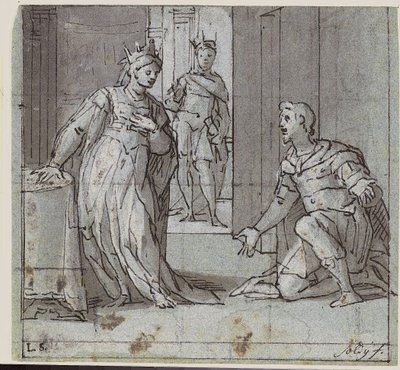 Haman Pleading Esther for His Life by Lazzaro Tavarone