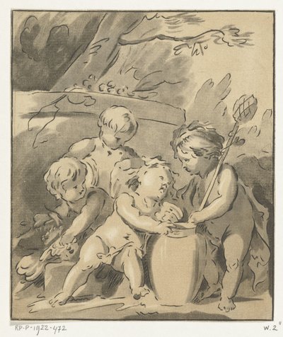Four Putti with Vase by Leendert Brasser