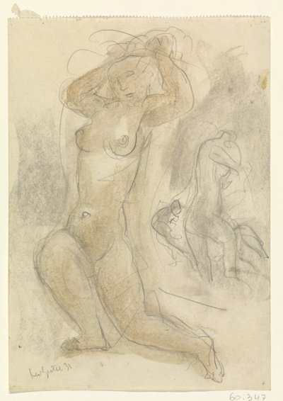 Two Kneeling Nudes by Leo Gestel (signed by artist)
