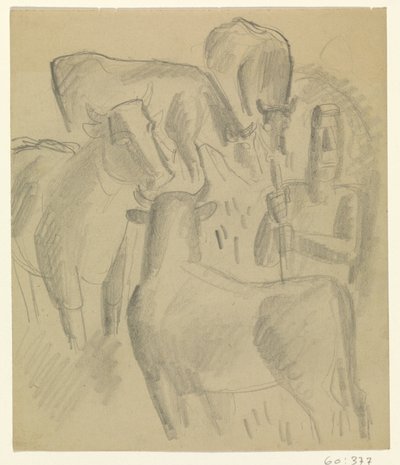 Farmer with Four Cows by Leo Gestel