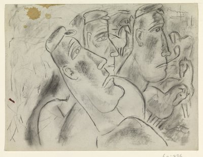 Three Farmers in a Meadow with Horses by Leo Gestel