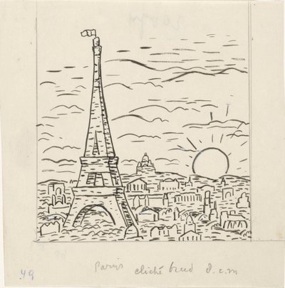 View of the Eiffel Tower in Paris by Leo Gestel
