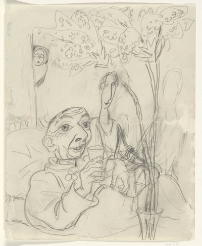 Caricature of Leo Gestel on His Sickbed by Leo Gestel