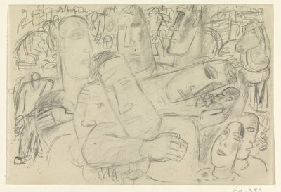 People, Faces, and a Horse by Leo Gestel