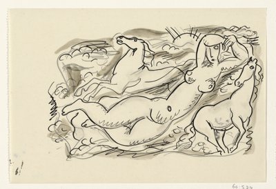 Naked Woman and Two Horses in the Sea by Leo Gestel