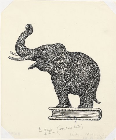 Elephant on Book (Sketch) by Leo Gestel