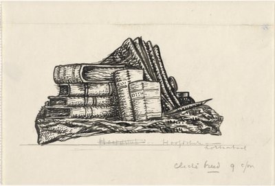 Stack of Books and Writing Materials by Leo Gestel