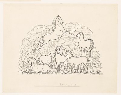 Study Sheet with Eight Horses by Leo Gestel