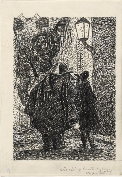Two Men on the Street in the Dark by Leo Gestel