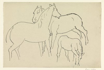 Two Horses and a Foal by Leo Gestel