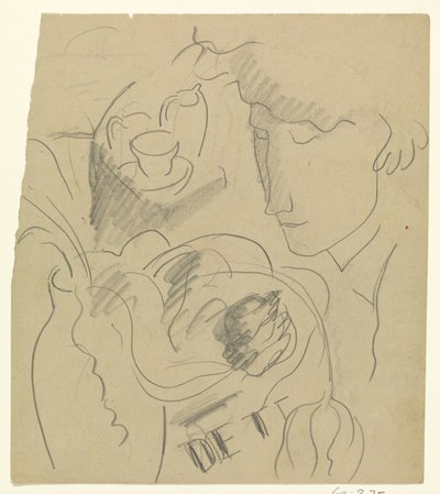 Woman Smelling Flowers in a Vase by Leo Gestel