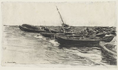 Boats on the Beach, c. 1874-81 by Leon Augustin Lhermitte