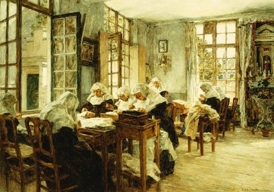 Nuns Sewing by Leon Augustin Lhermitte