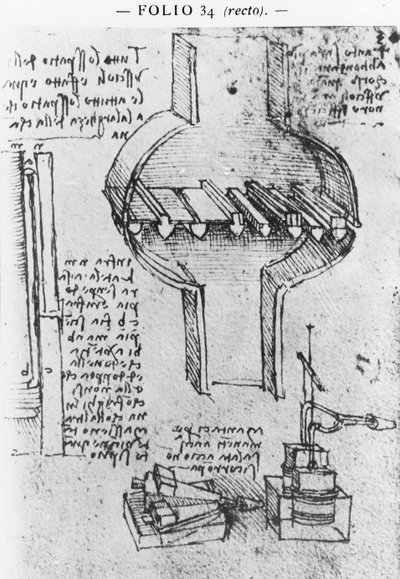 Fol. 34r from Manuscript E, 1513-14 by Leonardo da Vinci