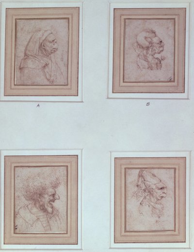 Four Caricatures by Leonardo da Vinci