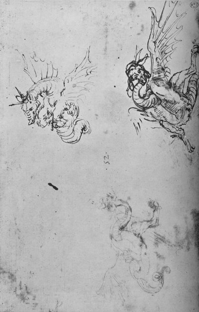 Studies of a Dragon, c1480 1945 by Leonardo da Vinci