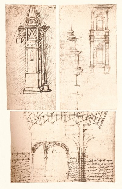 Three Architectural Drawings, c1472-c1519 1883 by Leonardo da Vinci