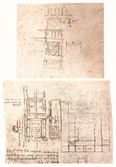 Two architectural drawings by Leonardo da Vinci