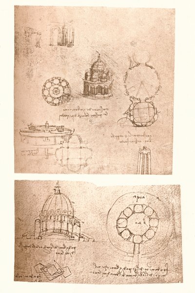 Two architectural drawings, c1472-c1519 by Leonardo da Vinci