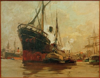 Steamer in the Harbor by Leonhard Sandrock