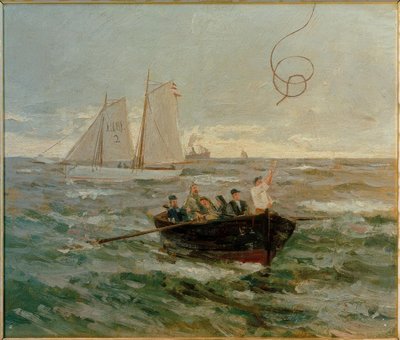 Pilot Transfer Boat Takes Over Pilot Schooner Elbe 2 by Leonhard Sandrock