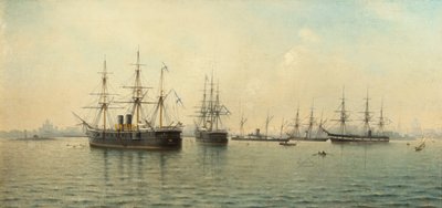 Cruisers Minin and Kronstadt by Leonid Demyanovich Blinov