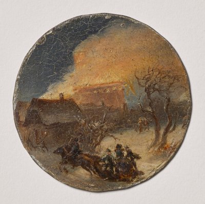 Burning House and Horse Sled by Leopold Blonder