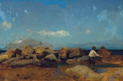 Seacoast with Monte Pellegrino near Palermo by Leopold Carl Muller