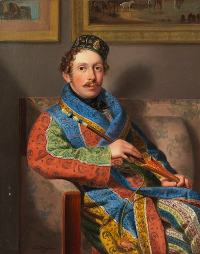 Young Gentleman in a Smoking Gown, 1830 by Leopold Fertbauer