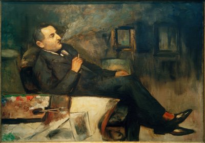 Lesser Ury Smoking in the Studio (Self-Portrait) by Lesser Ury