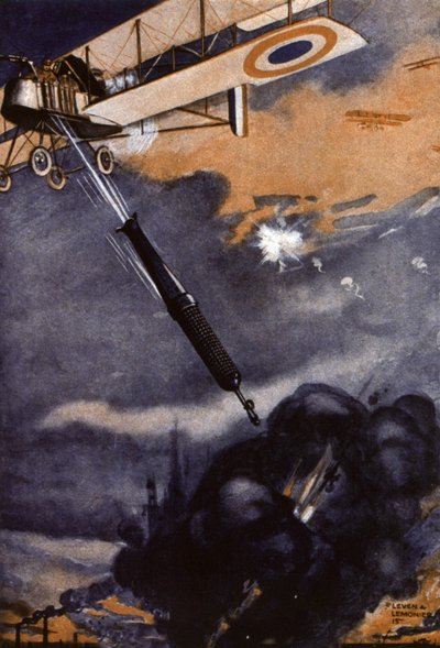 WW1: bomb launched by an airplane by Leven & Lemonier