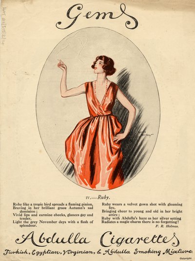 Abdulla Cigarettes, 1920s by Lewis Baumer