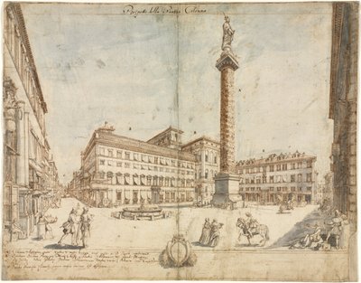 Eighteen Views of Rome: The Piazza Colonna by Lievin Cruyl