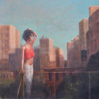 Girl on Rooftop, New York by Lincoln Seligman