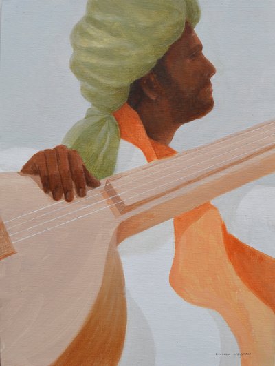 Sitar Player, Green Turban by Lincoln Seligman