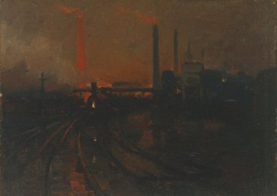 Steel Works, Cardiff, at Night by Lionel Walden