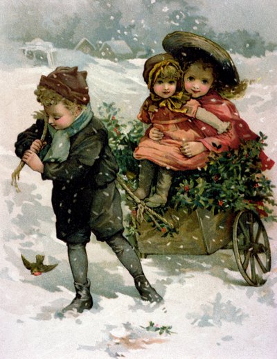 Gathering Holly, Victorian Card by Lizzie Mack