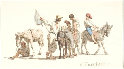 Italians riding donkeys by Lorenz Frølich