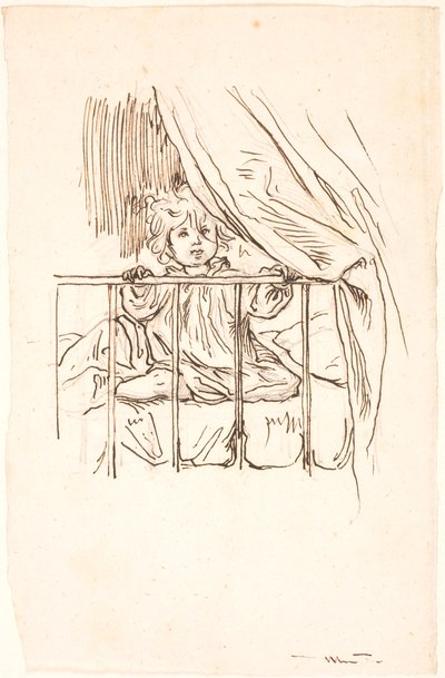 Lili in a crib by Lorenz Frølich