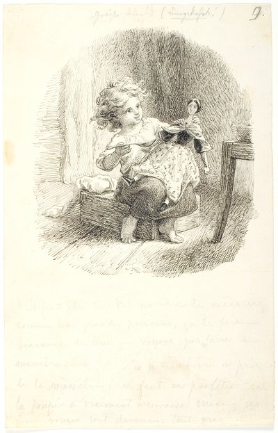 Little Girl Giving Her Doll Medicine by Lorenz Frølich