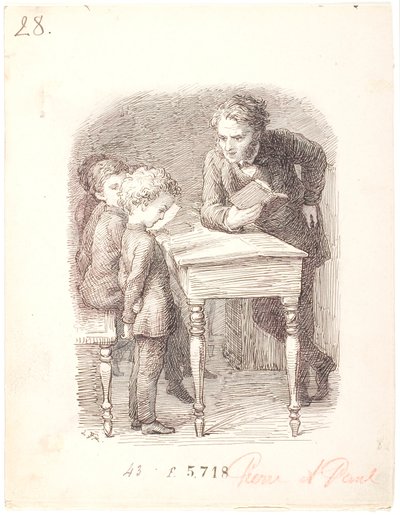 School Time. Pierre Cannot Do the Lesson by Lorenz Frølich