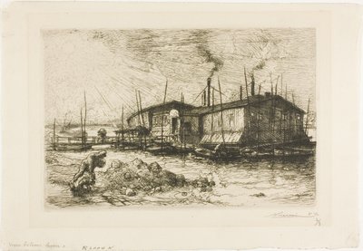 Old Laundry Boats at Grenelle by Louis Auguste Lepère