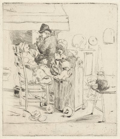 Kitchen Scene with Children by Louis Bernard Coclers