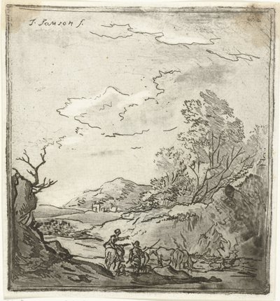 Landscape with Rider and Shepherd by Louis Bernard Coclers