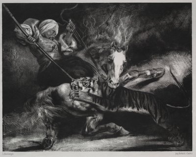 An Attack by a Tiger by Louis Candide Boulanger