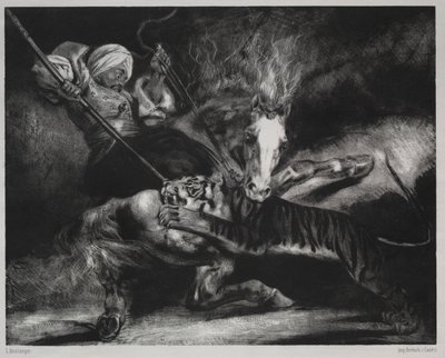 An Attack by a Tiger by Louis Candide Boulanger