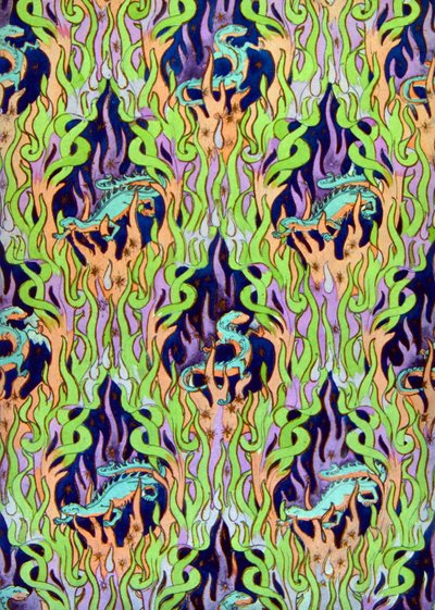 Wallpaper design with dragons by Louis Chalon