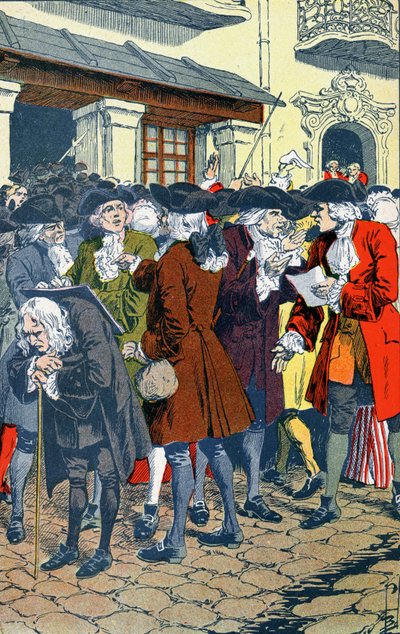 Crowd in front of Law Bank by Louis Charles Bombled